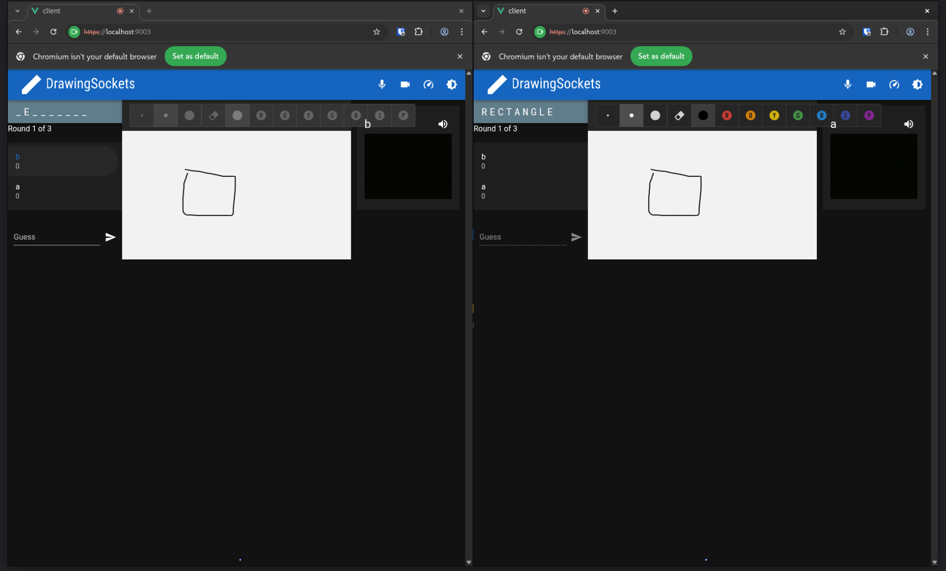 Guessing phase with chat and drawing